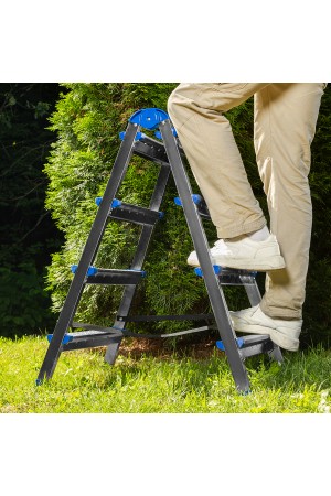 Стремянка двухсторонняя 4 ступени, сталь профиль, стальные ступени, Россия Сибртех