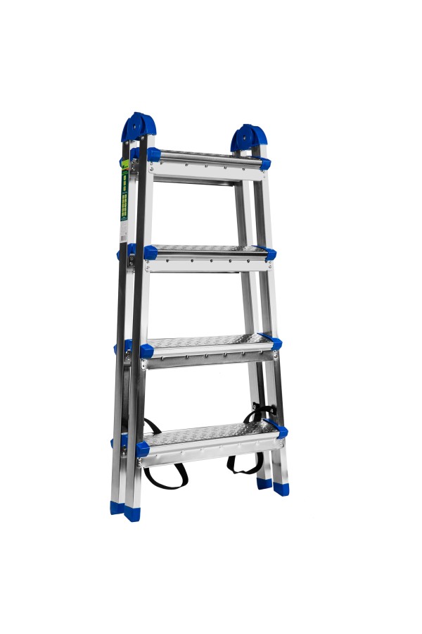 Стремянка двухсторонняя 4 ступени, сталь профиль, стальные ступени, Сибртех