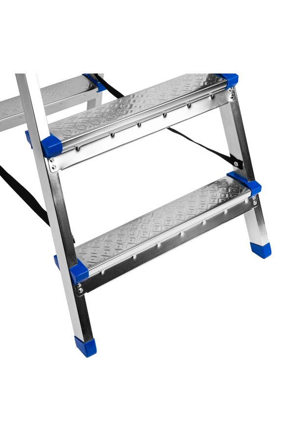 Стремянка двухсторонняя 4 ступени, сталь профиль, стальные ступени, Сибртех