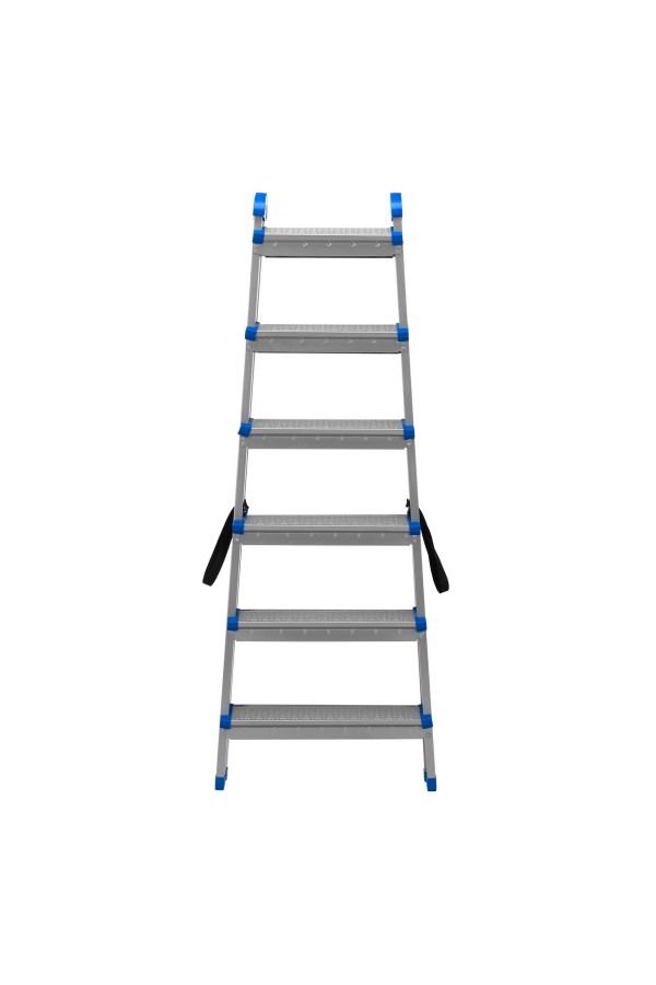 Стремянка двухсторонняя 6 ступеней, сталь профиль, стальные ступени, Сибртех