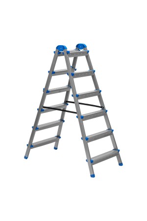 Стремянка двухсторонняя 6 ступеней, сталь профиль, стальные ступени, Россия Сибртех