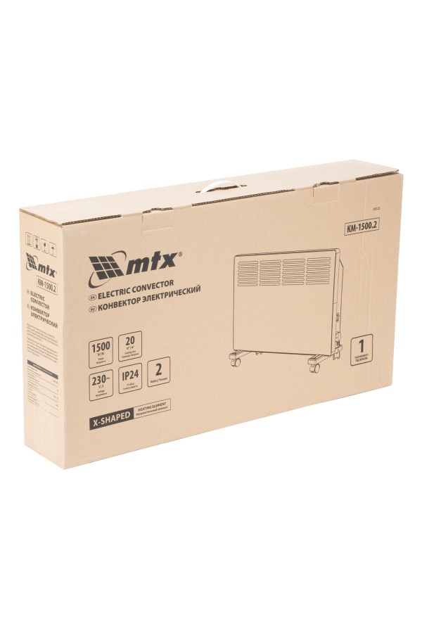 Конвектор электрический КМ-1500.2, 230 В, 1500 Вт, X-образный нагреватель, колеса, термостат MTX