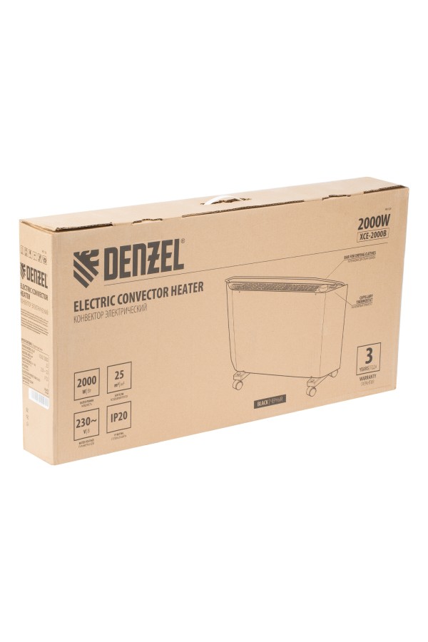 Конвектор электрический XCE-2000 B, 230 В, 2000 Вт, X-образный нагреватель Denzel