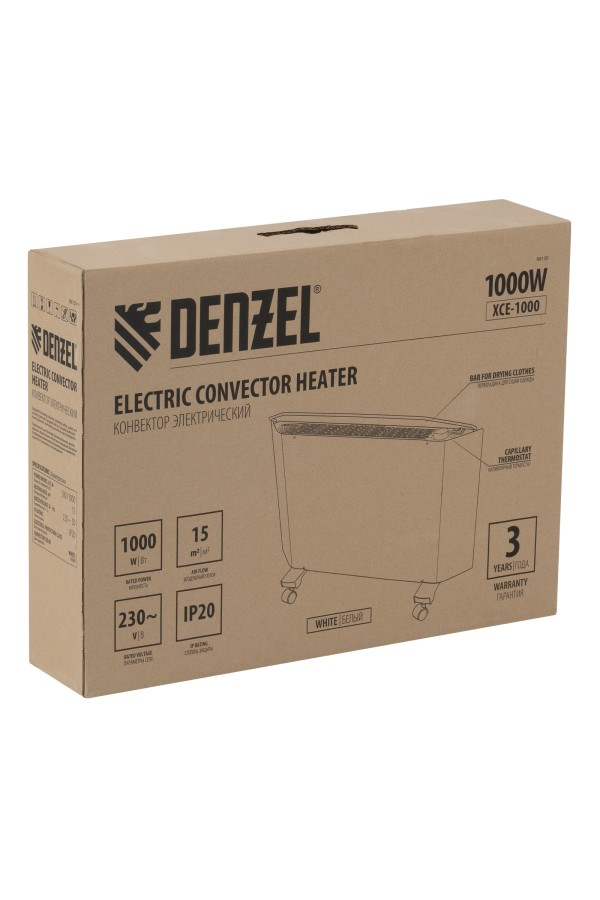 Конвектор электрический XCE-1000, 230 В, 1000 Вт, X-образный нагреватель Denzel