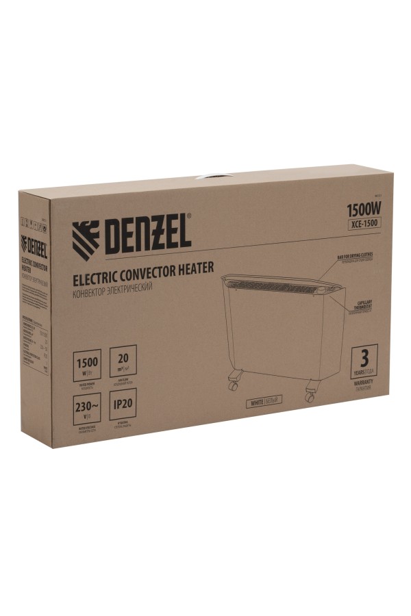 Конвектор электрический XCE-1500, 230 В, 1500 Вт, X-образный нагреватель Denzel