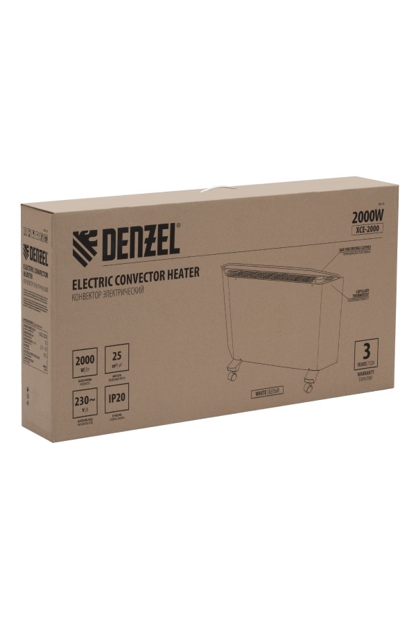 Конвектор электрический XCE-2000, 230 В, 2000 Вт, X-образный нагреватель Denzel