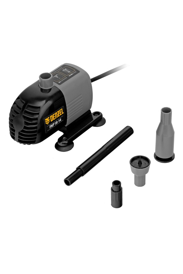 Насос фонтанный FNP18-14, 18 Вт, подъем 1,4 м, 750 л/ч, колокольчик/каскад Denzel
