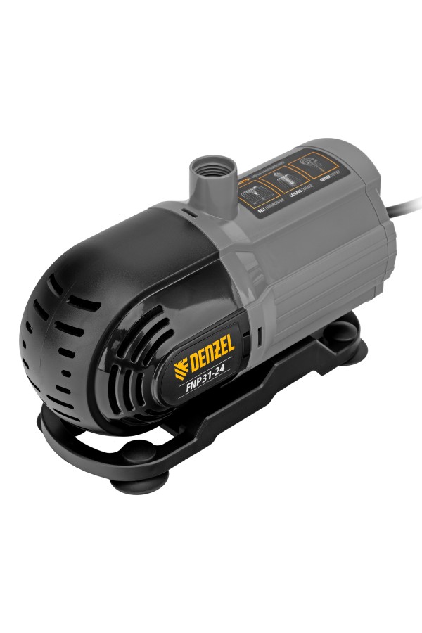 Насос фонтанный FNP31-24, 31 Вт, подъем 2,4 м, 1500 л/ч, колокольчик/2 каскада/гейзер Denzel