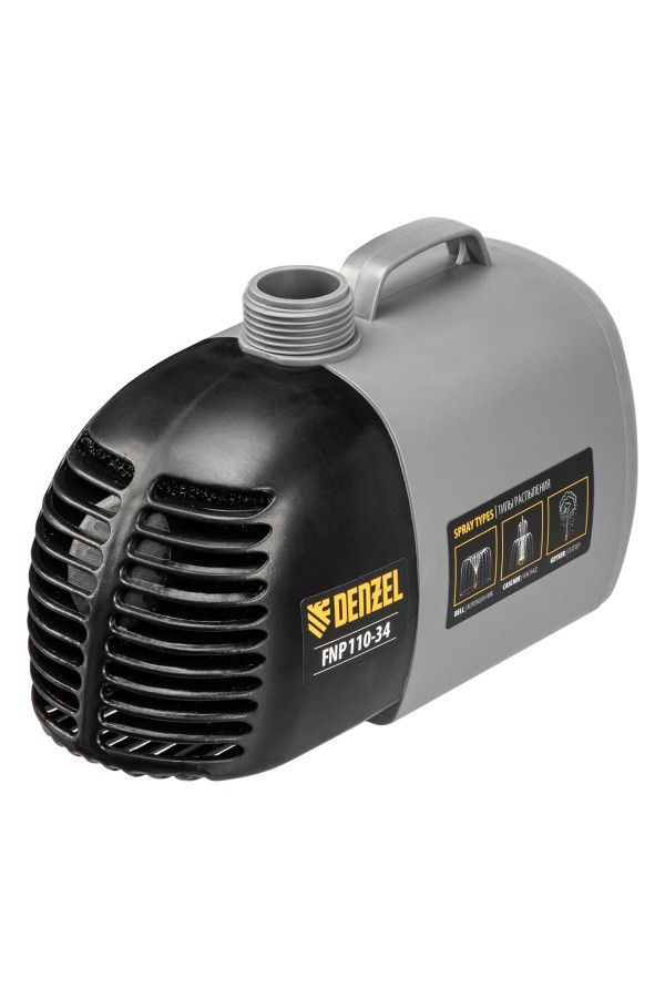 Насос фонтанный FNP110-34, 112 Вт, подъем 3,4 м, 3400 л/ч, колокольчик/каскад/гейзер Denzel
