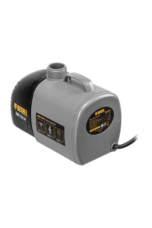 Насос фонтанный FNP110-34, 112 Вт, подъем 3,4 м, 3400 л/ч, колокольчик/каскад/гейзер Denzel