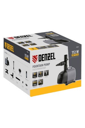 Насос фонтанный FNP110-34, 112 Вт, подъем 3,4 м, 3400 л/ч, колокольчик/каскад/гейзер Denzel