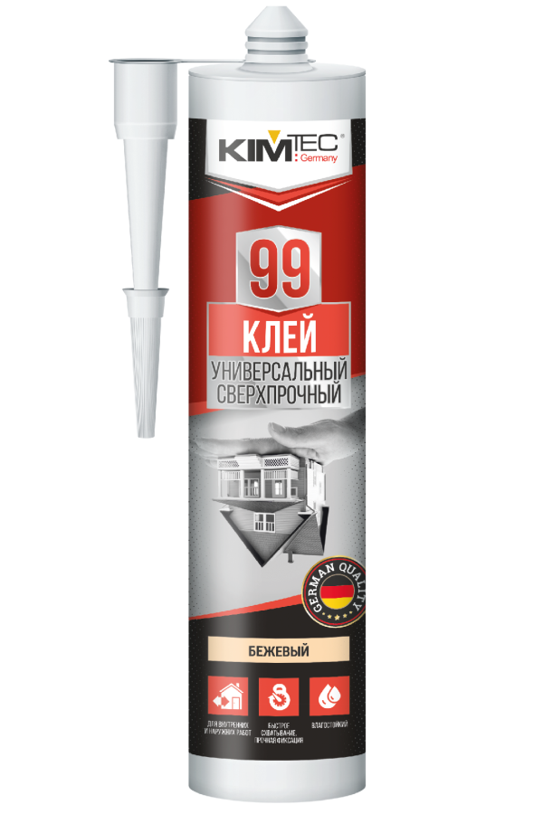 Клей KIM TEC 99 бежевый универсальный ультрасильный 280 мл. арт.03-01-99 "жидкие гвозди" (12)