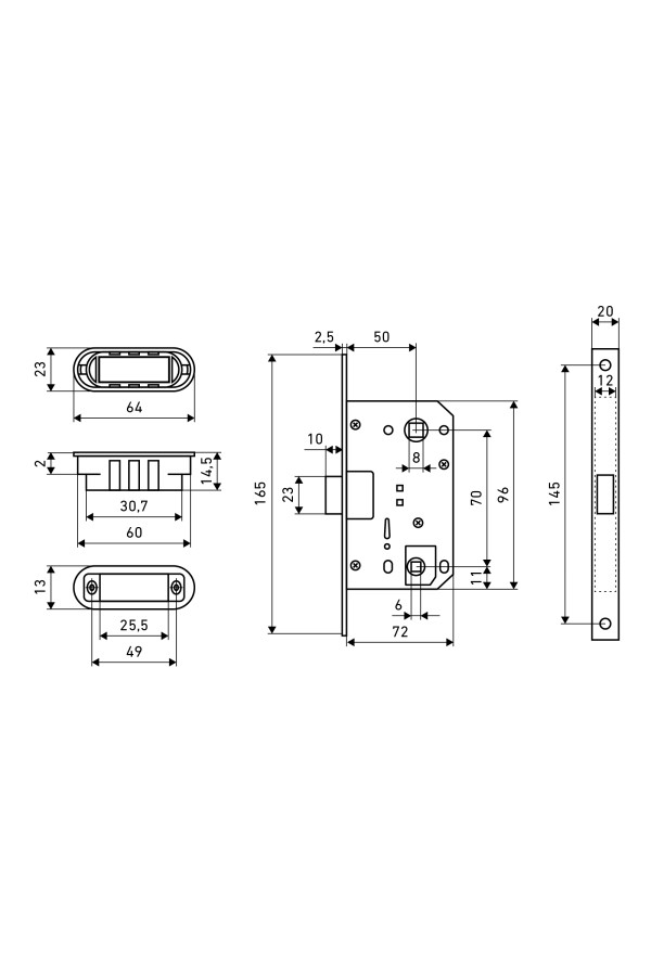 АЛЛЮР АРТ L7050-MS BL матовый черный магнитная без ручек с фиксатором Защёлка (40)