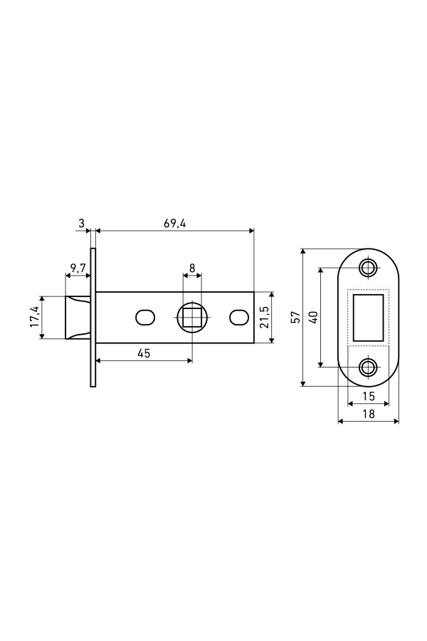 АЛЛЮР АРТ L45-8-PR18 MBN графит пластик овал.торц.планка18мм б/ручек Защёлка (100)