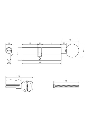 АЛЛЮР HD FG 100-5К CP[40х10х50G] хром перф.кл Цилиндровый механизм (50,10)