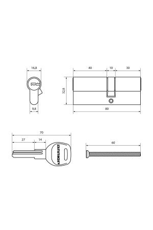 АЛЛЮР HD F 80-5К BP (35x45) латунь перф.кл Цилиндровый механизм (50,10)