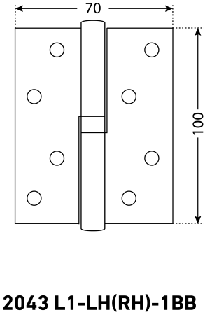 АЛЛЮР 2043 (100х70) L1-LH-1BB-BP БЛИСТЕР Л латунь Петля дверная 2 шт (50,25)