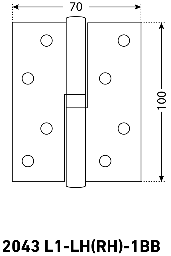 АЛЛЮР 2043 (100х70) L1-LH-1BB-BP БЛИСТЕР Л латунь Петля дверная 2 шт (50,25)