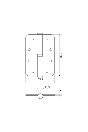 СТАНДАРТ 100х70х2,5 1BB-L (R14) BL матовый черный левая Петля дверная 1 шт (100,20)