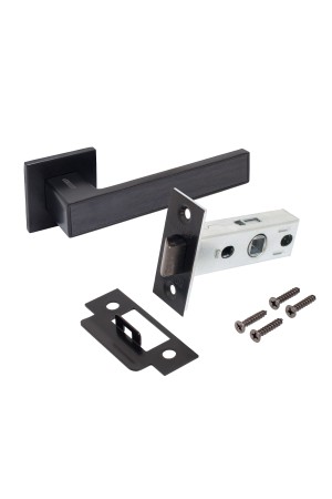 АЛЛЮР АРТ  "ЛАНА" BL/BL+L45-8 BL (86150/S45) матовый черный Комплект ручка и защелка (20)