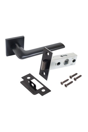 АЛЛЮР АРТ  "ТИНА" BL+L45-8 BL (88150/S45) матовый черный Комплект ручка и защелка (20)