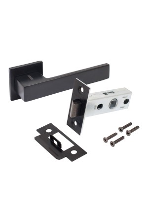 АЛЛЮР АРТ  "РИНГО" BL+L45-8 BL (83150/S45) матовый черный Комплект ручка и защелка (20)