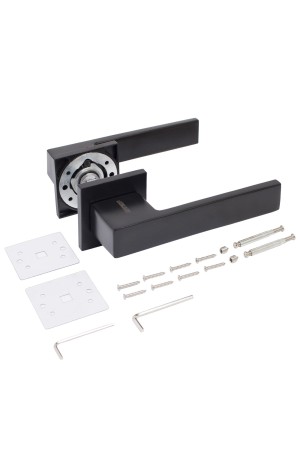 АЛЛЮР АРТ  "РИНГО" BL+L45-8 BL (83150/S45) матовый черный Комплект ручка и защелка (20)