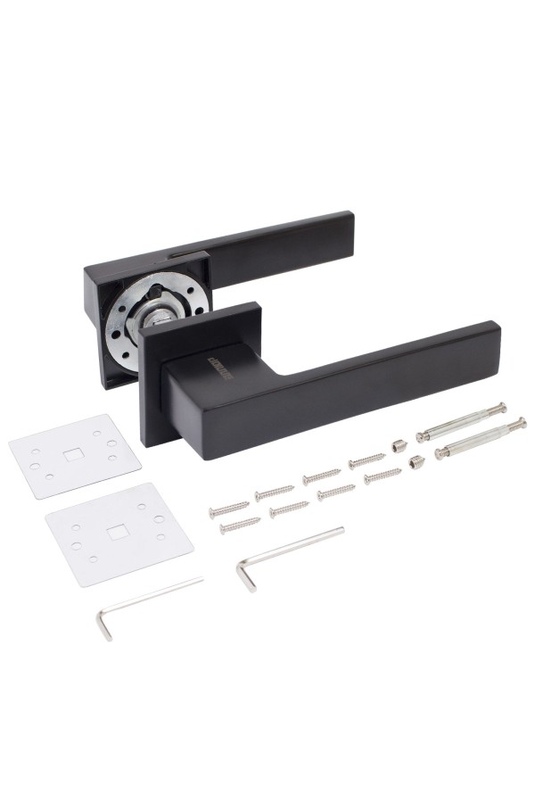 АЛЛЮР АРТ  "РИНГО" BL+L45-8 BL (83150/S45) матовый черный Комплект ручка и защелка (20)
