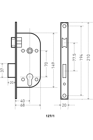 АЛЛЮР 127/1 AC ст.медь Замок врезной с/руч  (12)