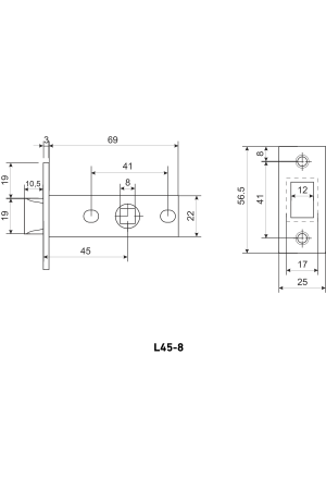 АЛЛЮР АРТ L45-8 AB ст.бронза торц.планка 25мм б/ручек Защёлка (100)