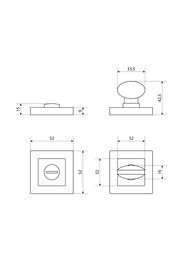 Сантехническая завертка к ручкам АЛЛЮР АРТ BK-S1 MBN/CP(4142) графит/хром (100,10)