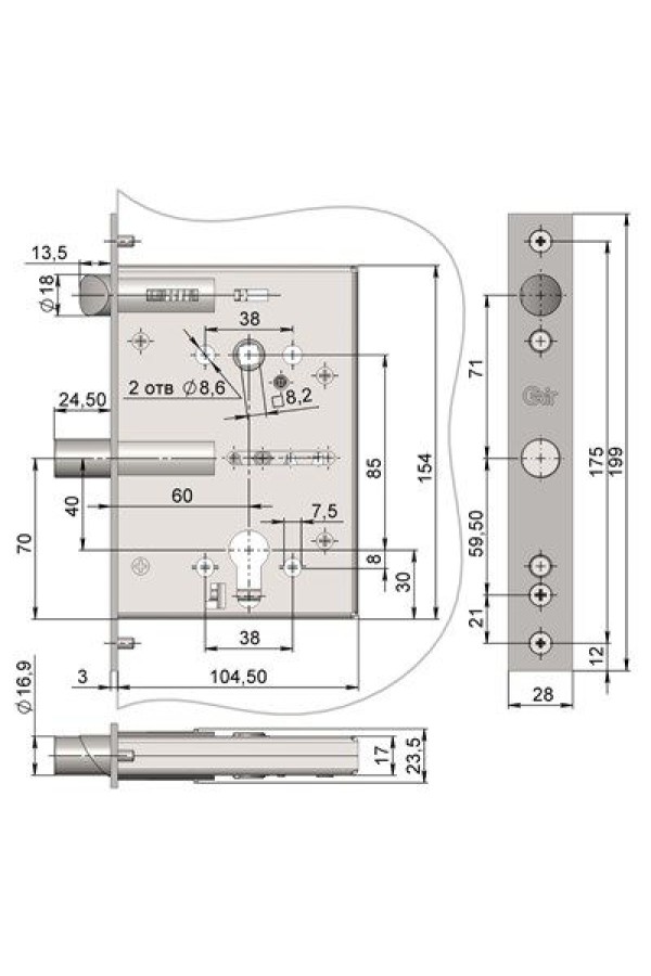 Крит ЗВ-7РМПТ противопожар. б/о, м/о 85мм , арт.04641 Замок врезной тяж.(10)