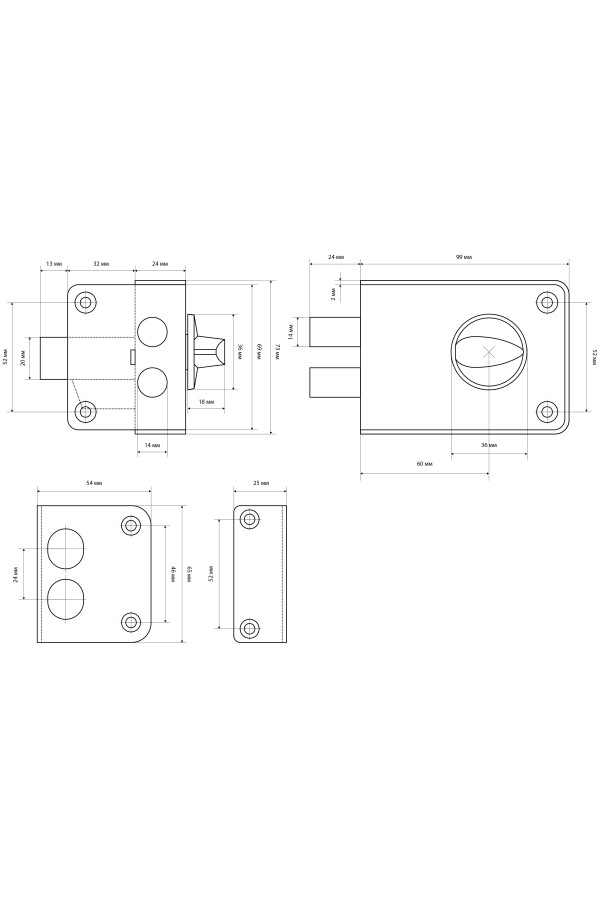 СТАНДАРТ Россия ЗН1-3-1С черный Замок накладной (16)
