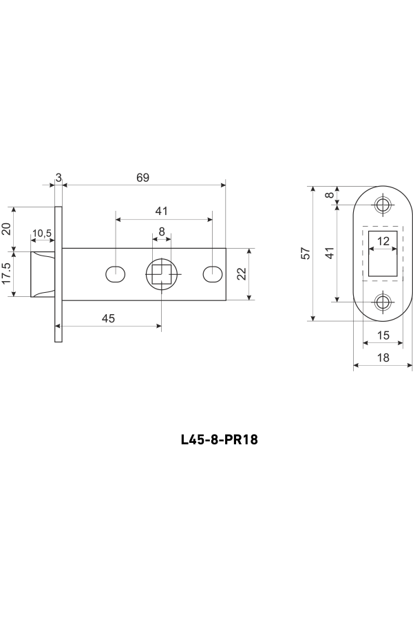 АЛЛЮР АРТ L45-8-PR18 PB золото пластик овал.торц.планка18мм б/ручек Защёлка (100)