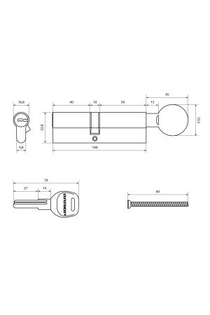 АЛЛЮР HD FG 100-5К CP[40х10х50G] хром перф.кл Цилиндровый механизм (50,10)