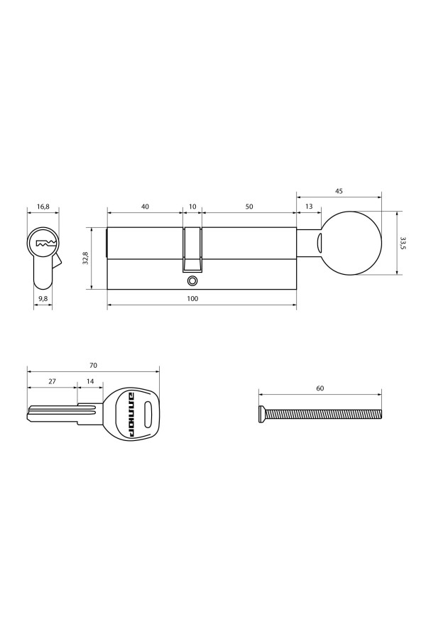 АЛЛЮР HD FG 100-5К CP[40х10х50G] хром перф.кл Цилиндровый механизм (50,10)