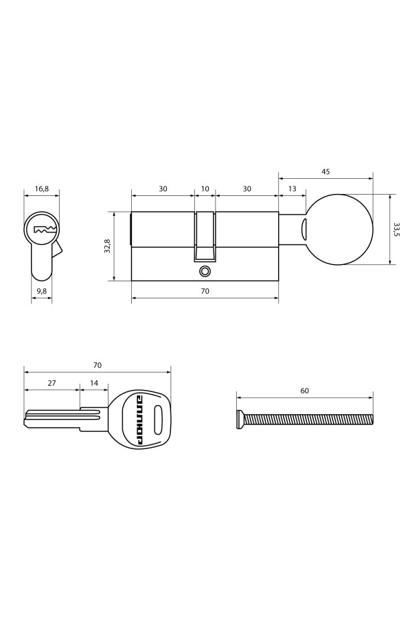 АЛЛЮР HD FG 70-5К BLACK (35x35G) черный перф.кл/верт БЛИСТЕР Цилиндровый механизм (60,50,10)