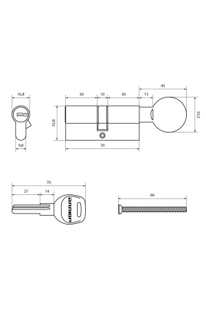 АЛЛЮР HD FG 70-5К WHITE белый перф.кл/верт Цилиндровый механизм (50,10)