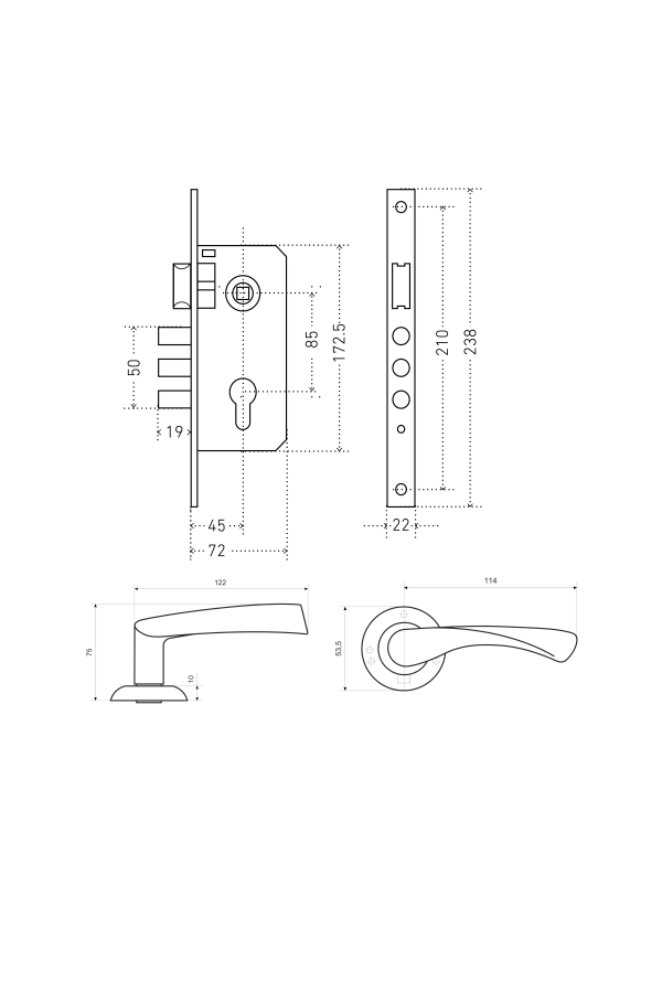 АЛЛЮР АРТ ЗВ4-85А.1330 ОСКАР MAB мат.бронза Замок врезной с/руч  (10)