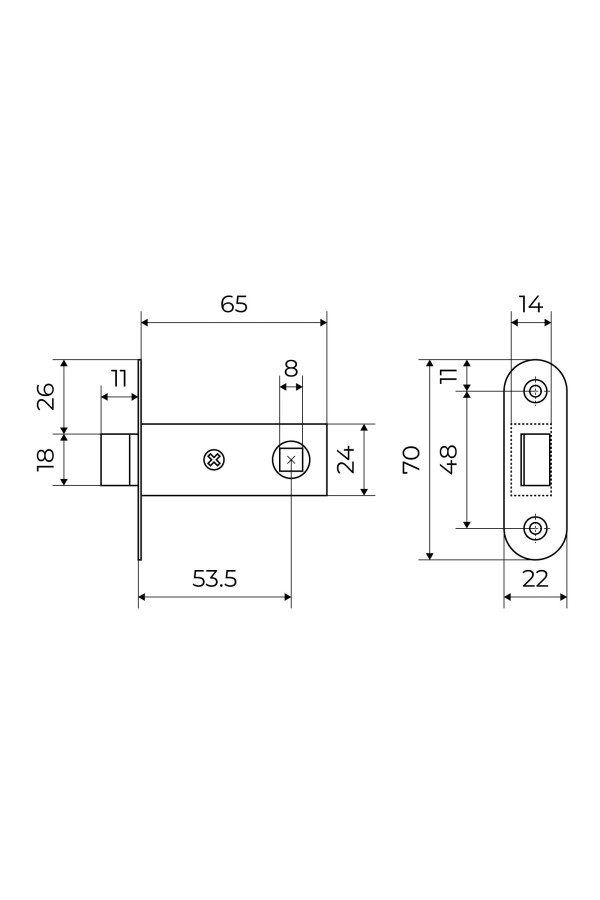 Д-град Зенит ЗЩ2-55 с квадратом Защелка дверная (100)
