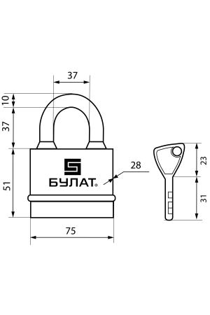 БУЛАТ ВС 3-Н75 ПЛ всепогодный 5кл. d=10мм Замок навесной (24,6)