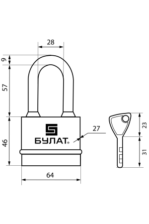 БУЛАТ ВС 3-Н65-01 ПЛ всепогодный 5кл. d=9мм Замок навесной (36,6)