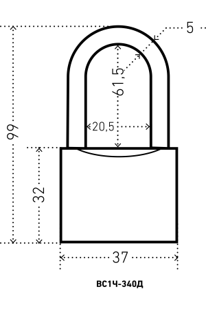 АЛЛЮР ВС1Ч-340Д дл.дужка d5мм 5кл. Замок навесной (96,12!!!)