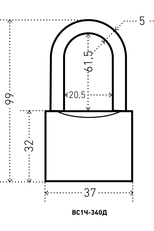 АЛЛЮР ВС1Ч-340Д дл.дужка d5мм 5кл. Замок навесной (96,12!!!)