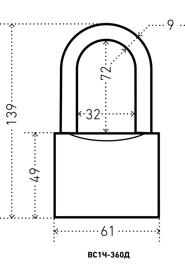 АЛЛЮР ВС1Ч-360Д дл.дужка d9мм 5кл. Замок навесной (36,6!!!)