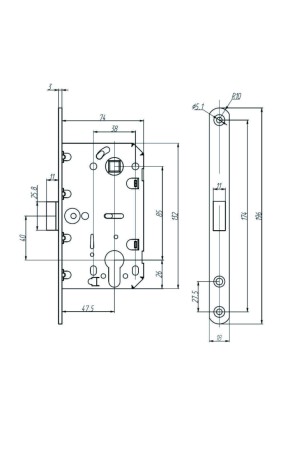 АЛЛЮР АРТ ML 85-50 PB золото ХЕДЕР без ц/м МАГНИТНЫЙ Замок врезной (30)