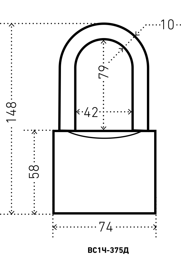 АЛЛЮР ВС1Ч-375Д дл.дужка d10мм 5кл. Замок навесной (24,6!!!)