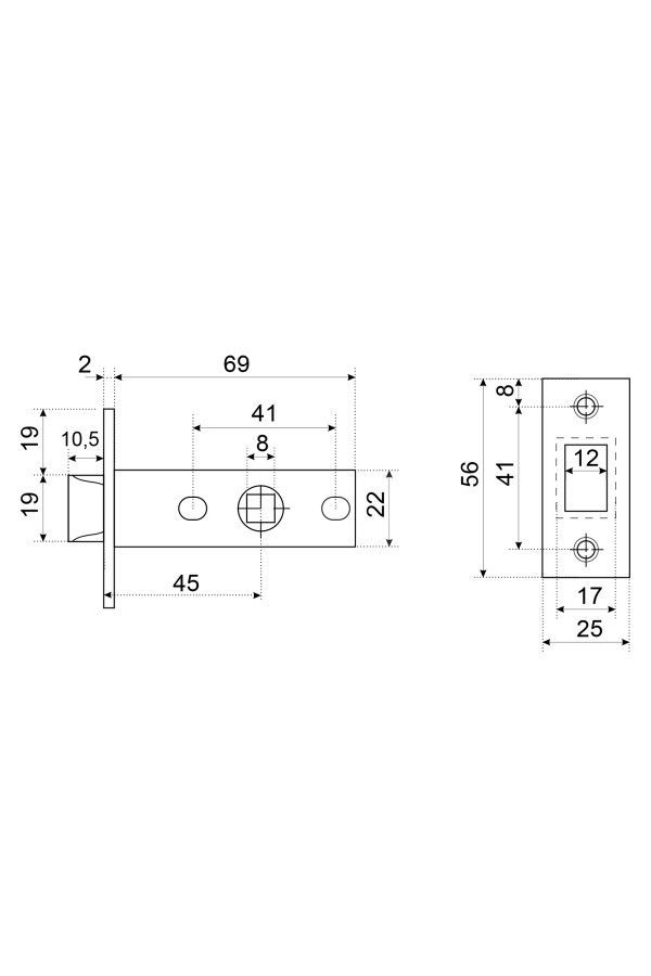 АЛЛЮР АРТ L45-8 SC матовый хром торц.планка 25мм б/ручек Защёлка (100)
