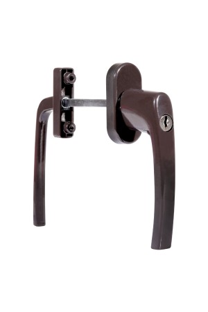 Ручка балконная с кл.+ кнопка тем.короч. двухстор.узкая/обычная, алюм. BHS 02 (01) 8019 (40,10)