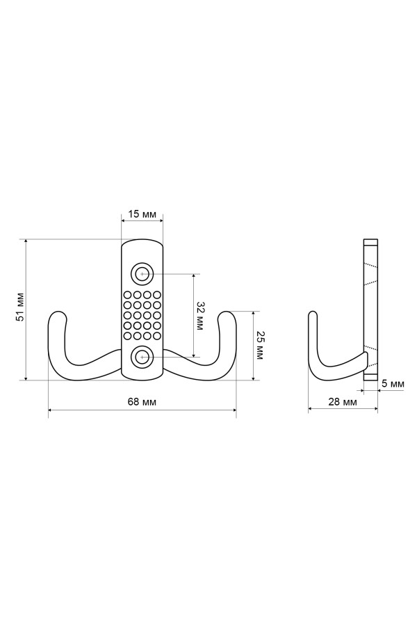 СТАНДАРТ 212 B BL матовый черный ЕВРОПАКЕТ крючок-вешалка (600,50) (300,50)